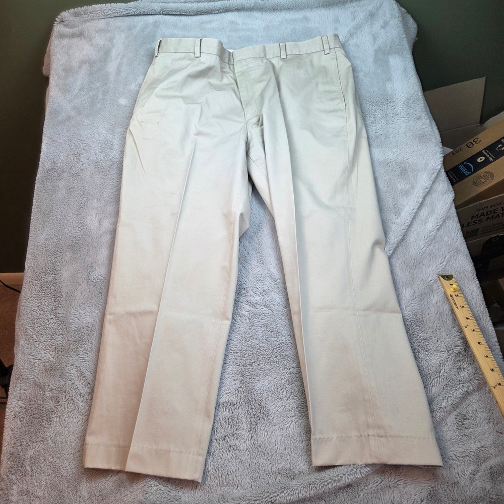 Vintage L.L. Bean Chino Pants Mens 40 Flat Front Straight Leg Cotton Twill Khaki